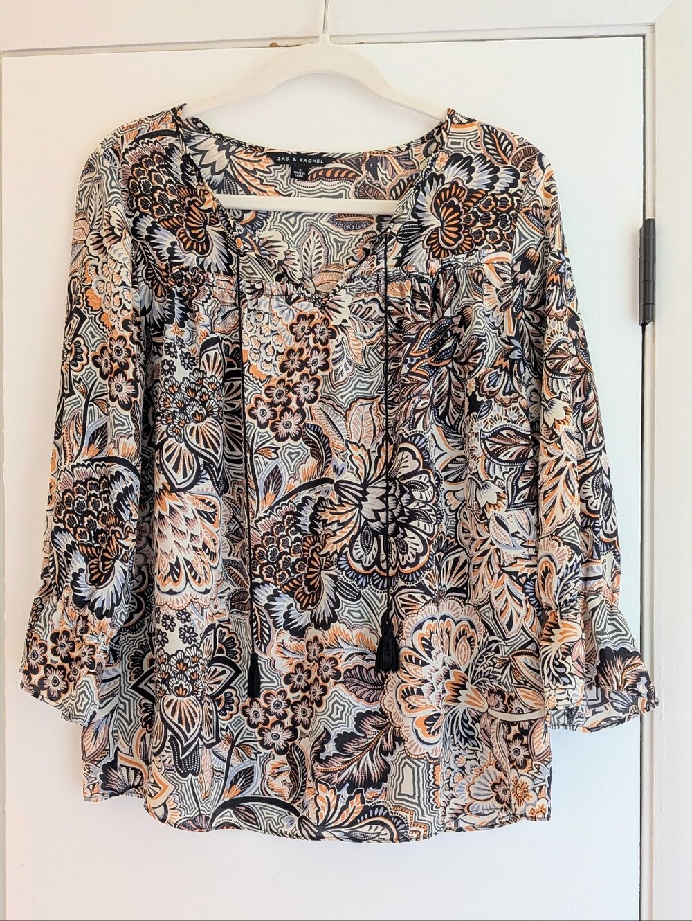 Zac & Rachel Floral Peasant Blouse 3/4 Sleeve
